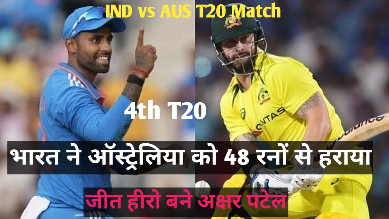 Read more about the article IND vs AUS 4th T20 ! भारत ने ऑस्ट्रेलिया को 42 रन से हराया